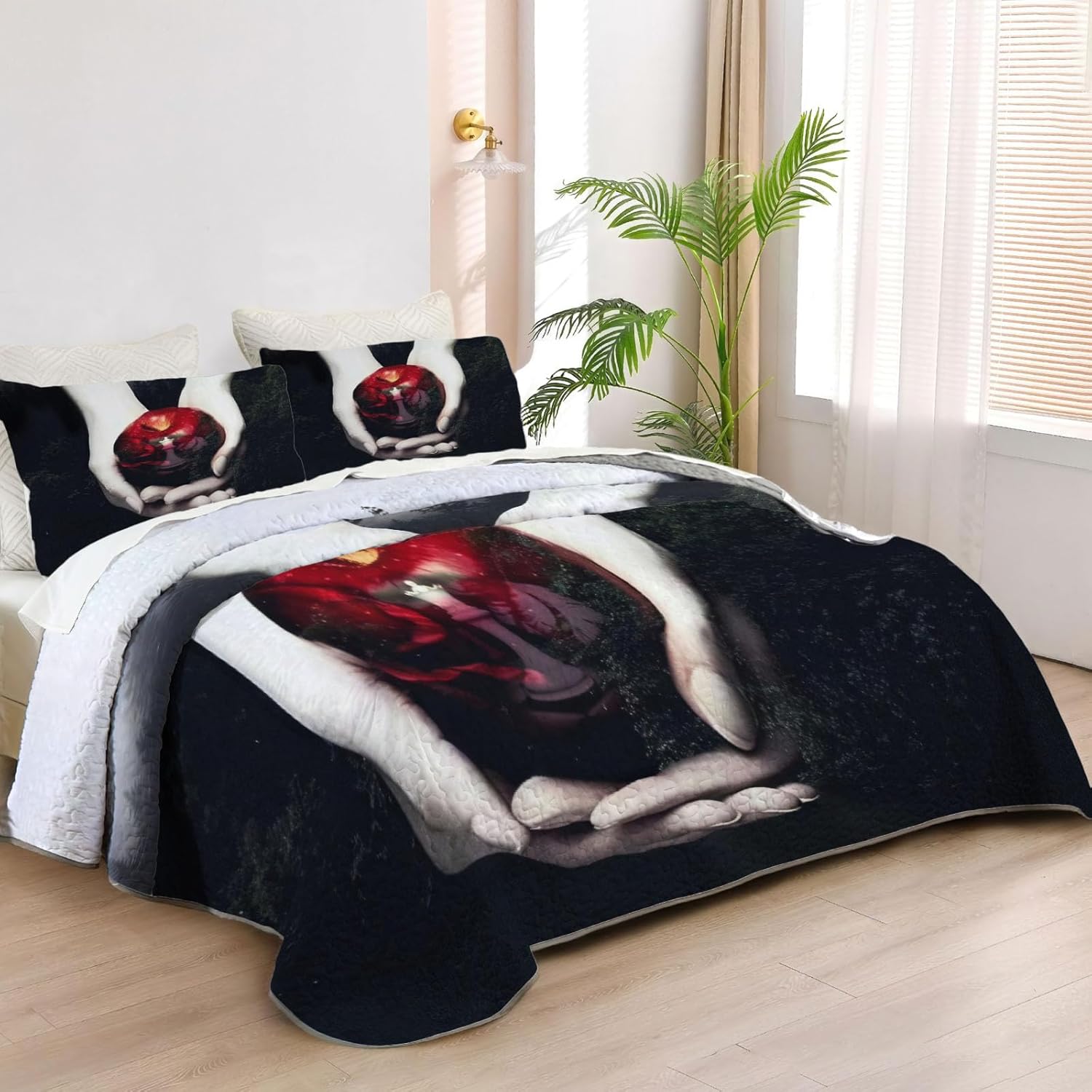 Allenjoy Twin Size Nightfall Romance Quilt Bedspreads Vampire Bed Set Bedding Coverlet Fabric Washable with 1 Pillowcase SC00114-007