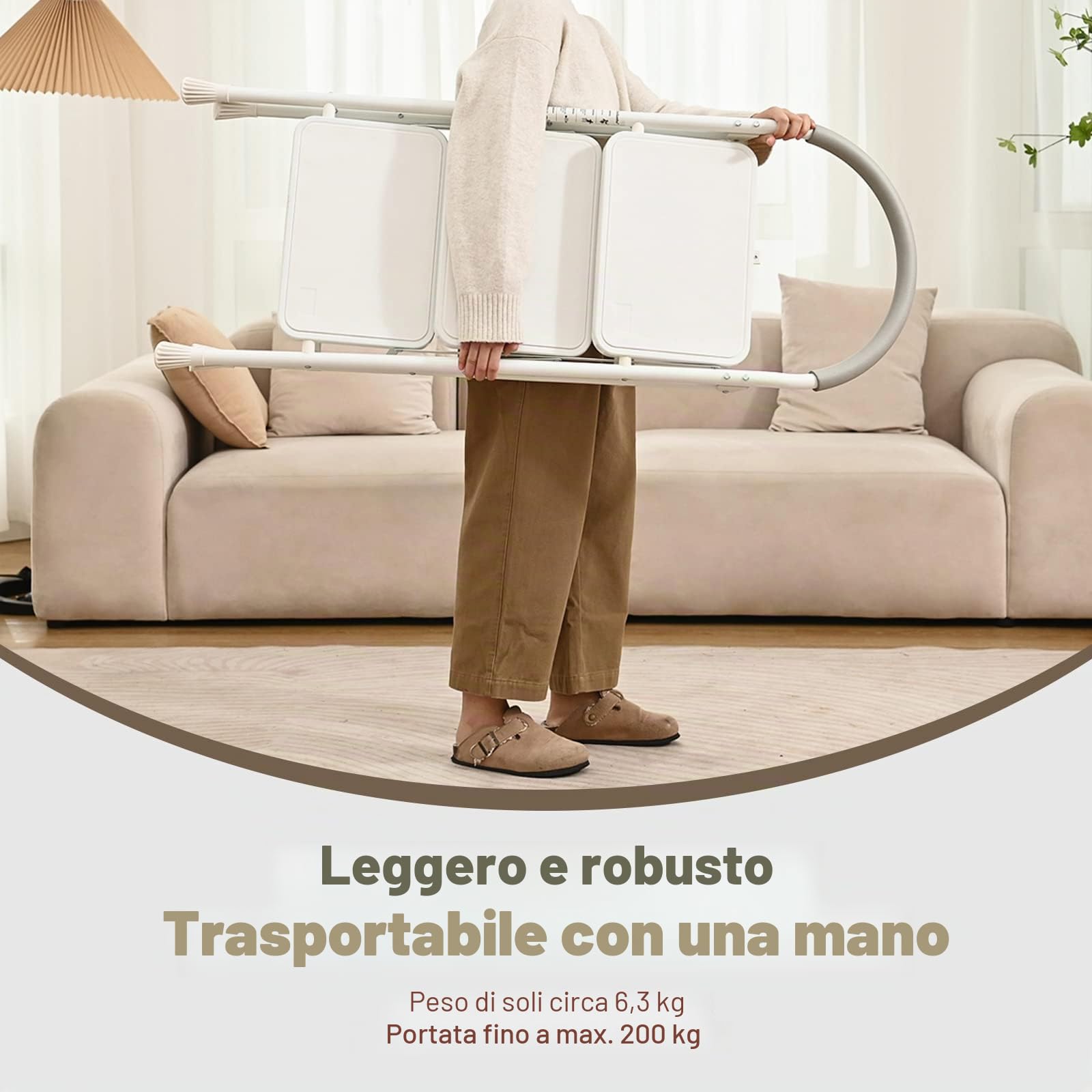 XinSunho Scaletta 3 Gradini Pieghevole, 3 Step Scale Domestica con Corrimano e Pedale Antiscivolo, Portatile Robusto Sgabello Scale, Massima 200 kg, Bianca