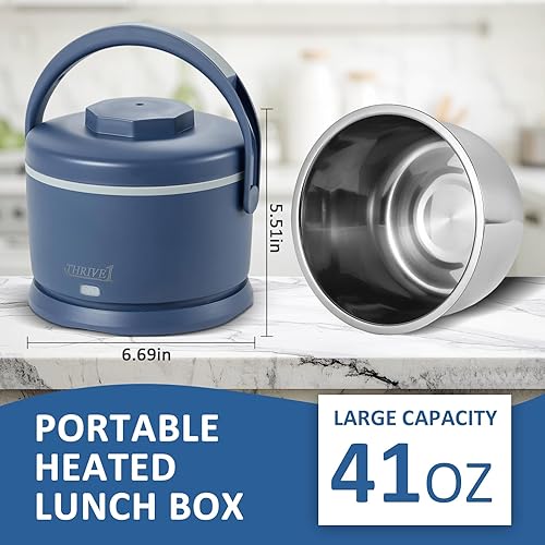Miniatura 2 de Lonchera eléctrica para adultos, 40 onzas, calentador de alimentos portátil de 12 V24 V110 V220 V, lonchera térmica para el trabajo, oficina,