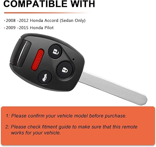 Miniatura 2 de Llavero compatible con Honda Accord 2008-2012 (solo Sedán), reemplazo de llavero Honda Pilot 2009-2015 para KR55WK49308