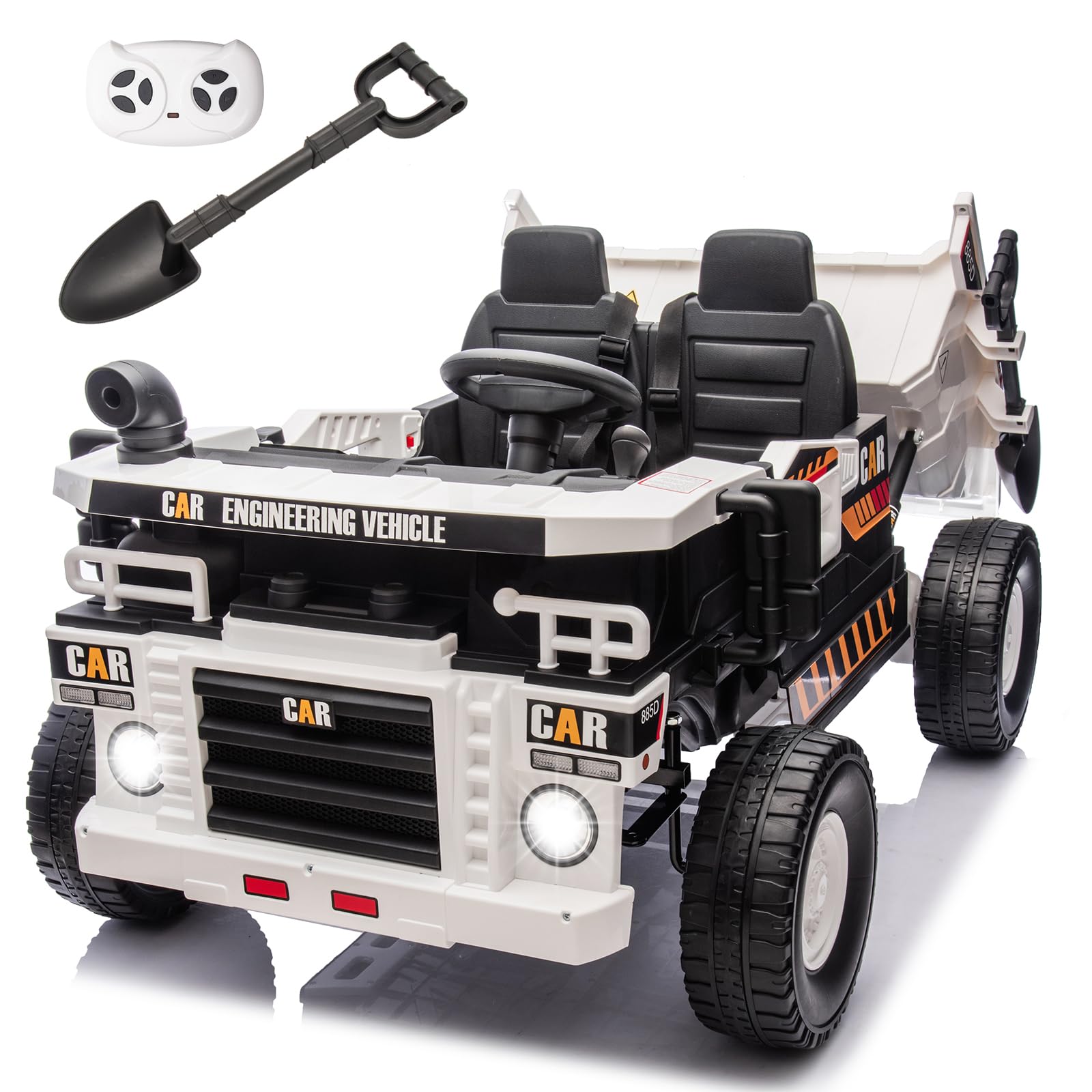 12V 10AH 2-Seater Kids Ride on Truck Electric Toy Car with Electric Dump Bed, Parents Rem…