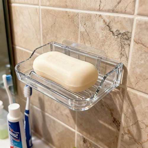 Miniatura 5 de Soporte de barra de jabón para ducha montado en la pared, contenedor de jabonera, adhesivo fuerte, sin perforaciones, para baño, fregadero de