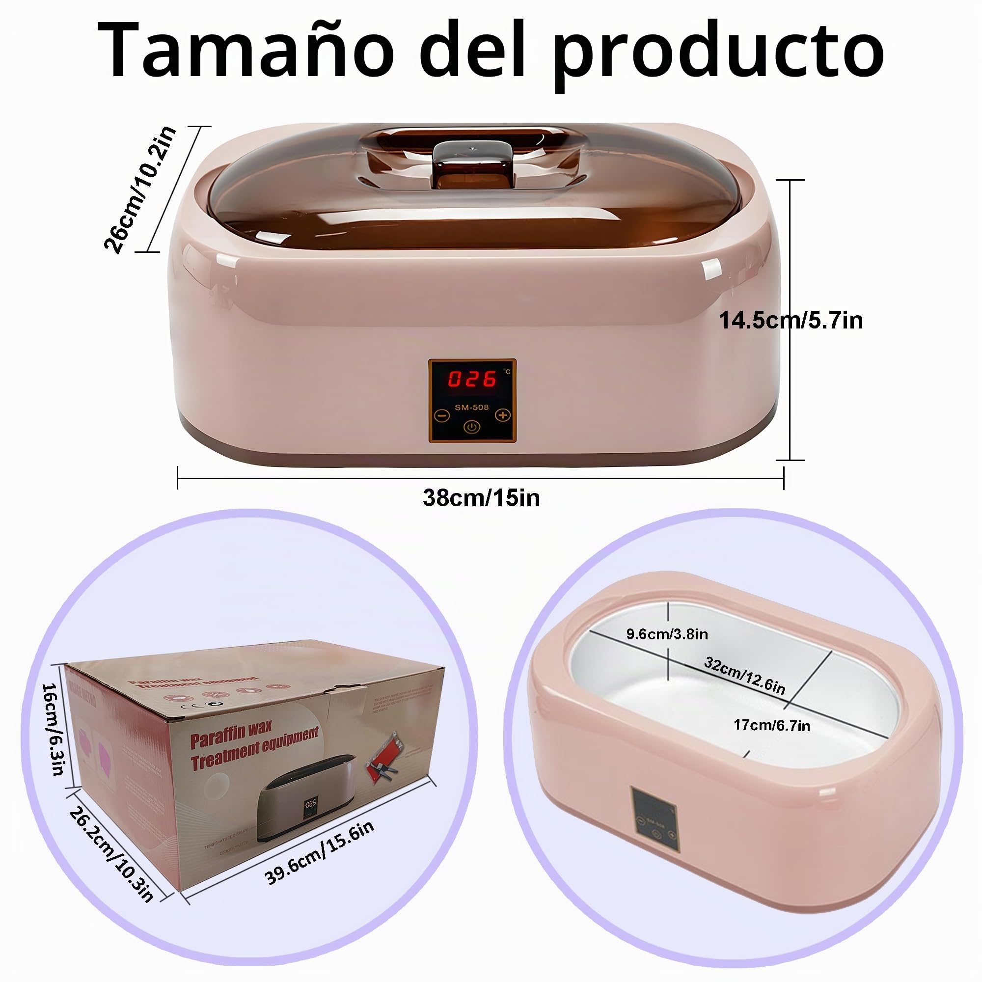 Baño de parafina – Cera de parafina versátil para manos y pies, incluye cera de parafina para baño de parafina, mejorada con tecnología LED de mano