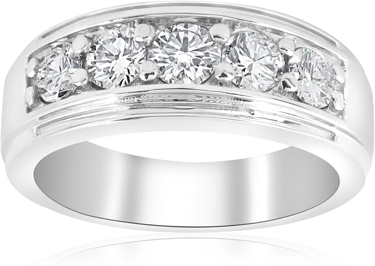 P3 POMPEII3 1 ct Mens Diamond Five Stone Wedding Ring 10k White Gold: Buy Online at Best Price in UAE