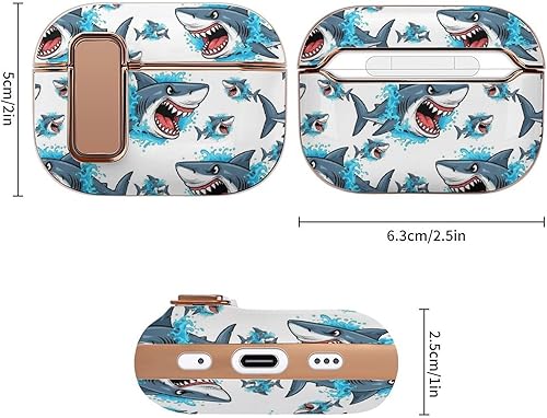 Miniatura 2 de Headphone Cover Compatible with Airpods Pro 2 Case 3D Animal Face Shark, Plastic, with Lock, Shockproof Protective
