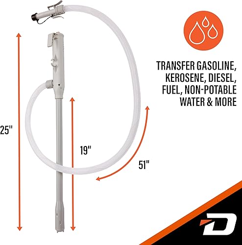 Miniatura 15 de DeWay Bomba de transferencia de combustible con batería con boquilla de gatillo manual, caudal de 3.2 GPM y manguera de transferencia de goma de 51