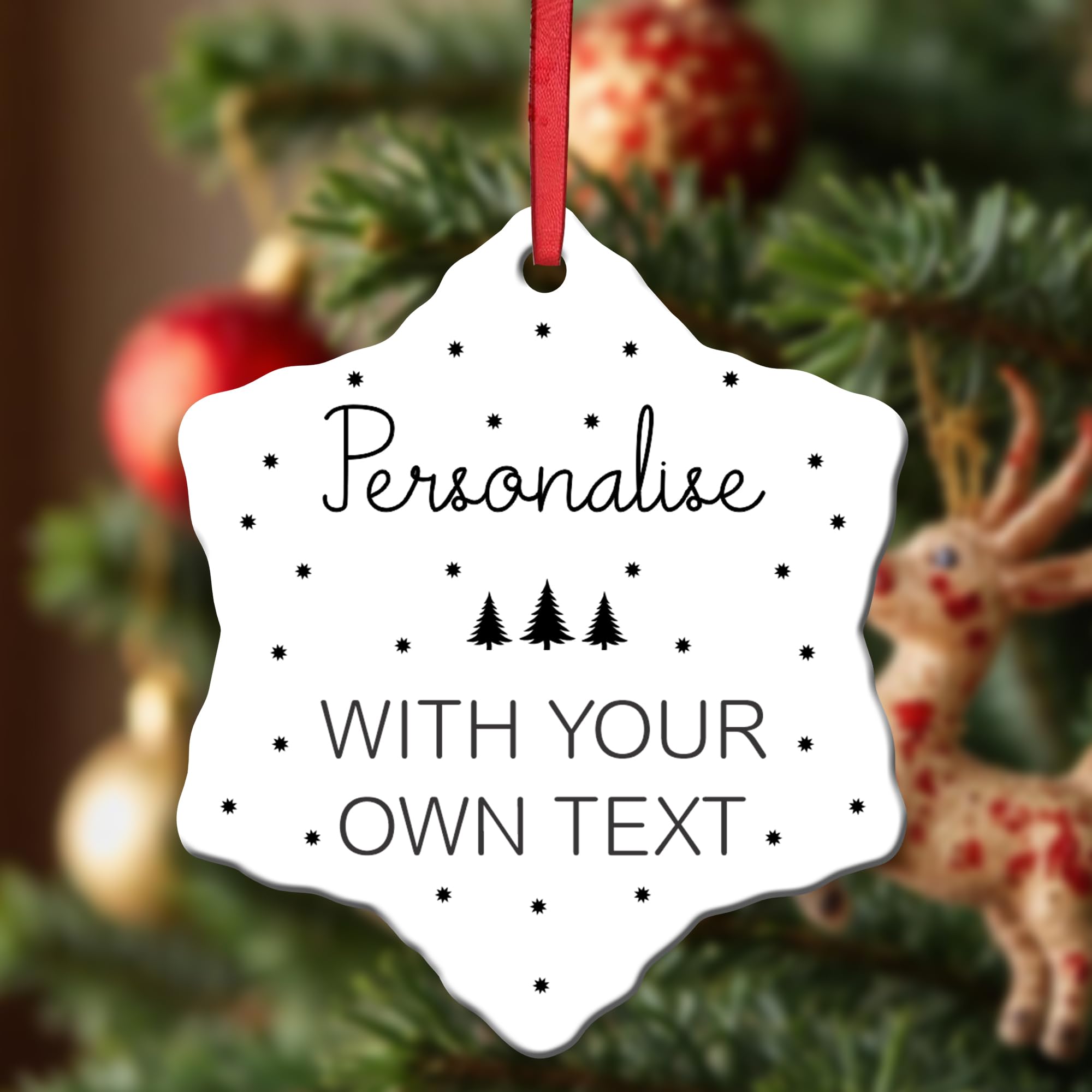 Kreatesquare White Personalised Christmas Bauble Star Shape Ceramic Decoration