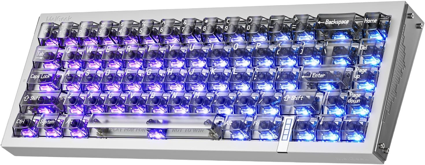 MelGeek REAL67 Wired Gaming Keyboard with RGB, Magnetic Keyboard with Hall Effect, Rapid Trigger, Hot-Swappable, Snap Tap & Adjustable Actuation, Online HIVE Custom(Calcium- Gray)