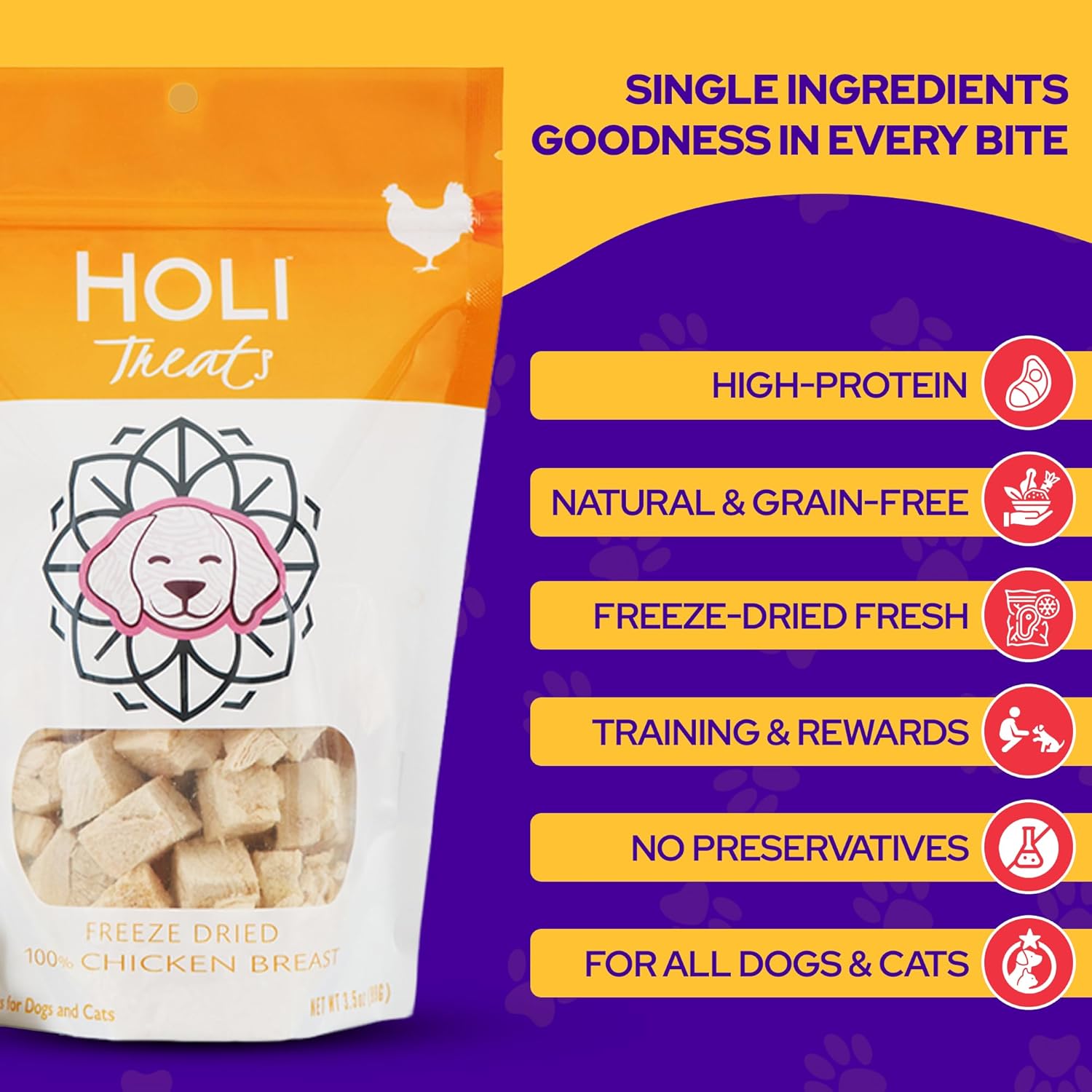 HOLI Treat Variety Pack – Beef, Chicken & Salmon Dog Treats – Healthy, Natural Freeze Dried Dog Treats for Small, Medium & Large Dogs – Human-Grade, All Natural, Grain Free