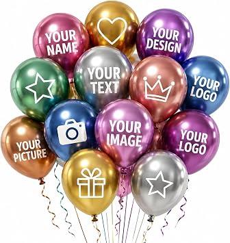 Custom Latex Balloons with Text or Logo Printing, 100 Pieces 5 inch
