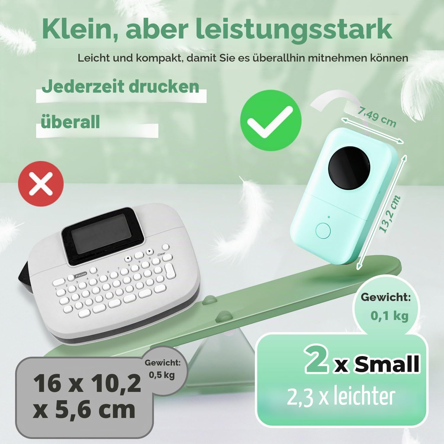 Phomemo D30 Bluetooth Etikettiergerät Beschriftungsgerät Selbstklebend Mini Etikettendrucker,Label Printer mit 3 Rollen etikettenpapier Geschenkbox,Labelmaker Geeignet für Haushalt und Büro - Grün