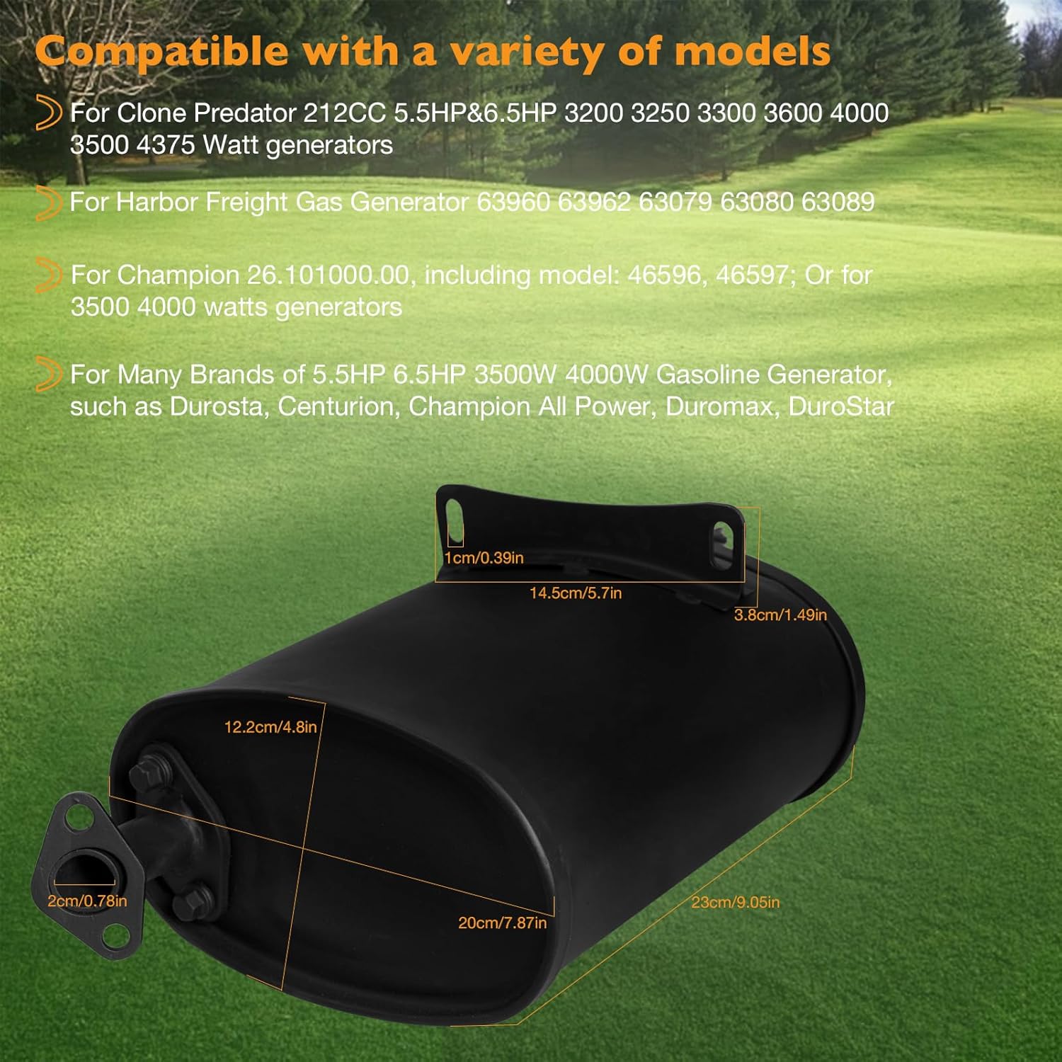 Generator Muffler Silencer Compatible with Champion, Predator 3500 4000 Watts, Honda & Clone GX160 GX200 Duromax DuroStar Gas Non-Inverter Generator Exhaust Muffler