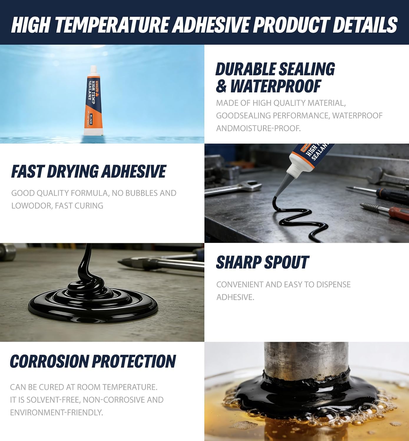 High-Temperature Silicone Sealant 3.38 fl.oz Heat Resistant Glue for Microwave ovens, Appliance Glass & Microcrystalline Panels 100ml
