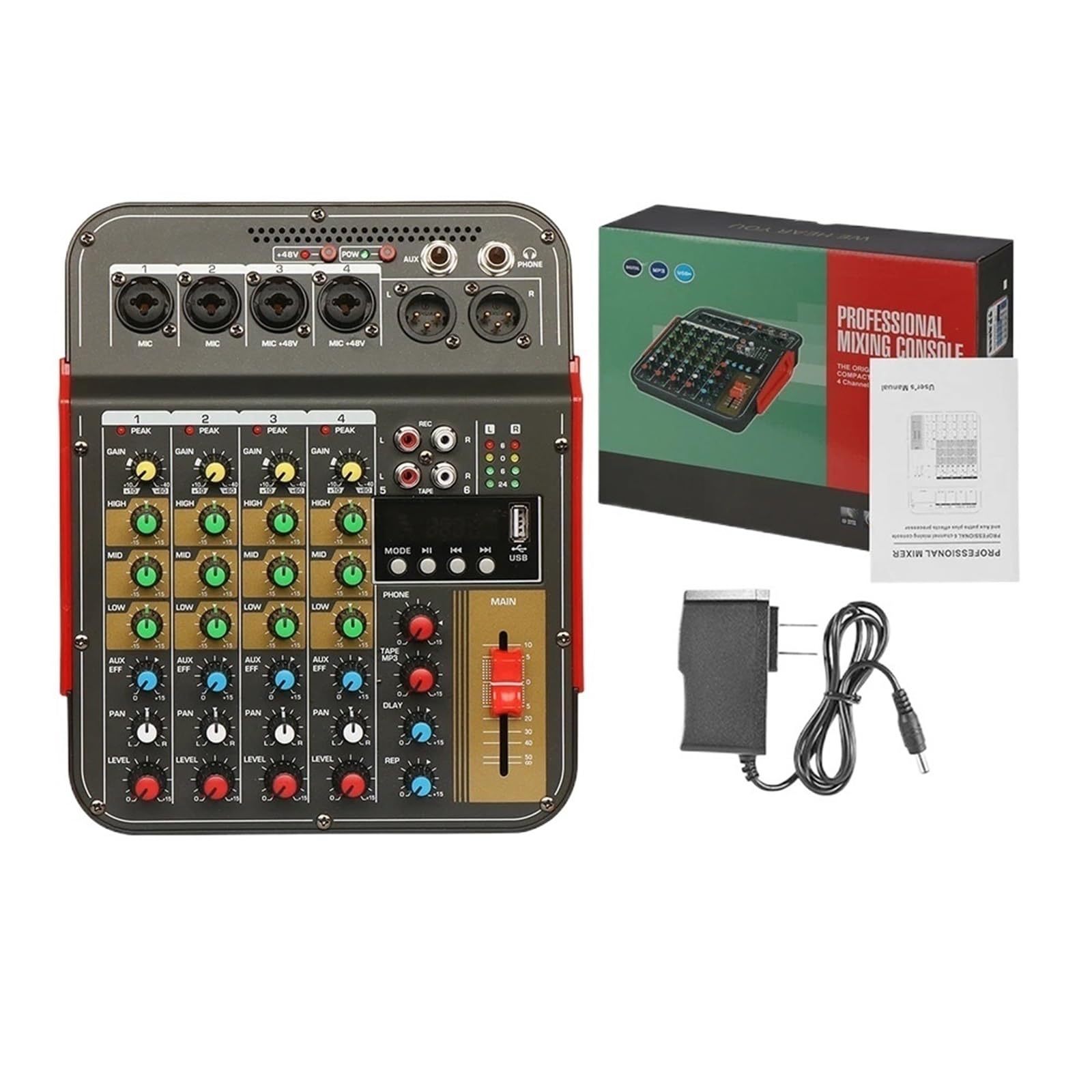 DJ-Controller 6-kanal Mischpult Audio Mixer Outdoor Konferenz Audio USB Bluetooth-kompatibel Reverb Audio prozessor Soundkarte