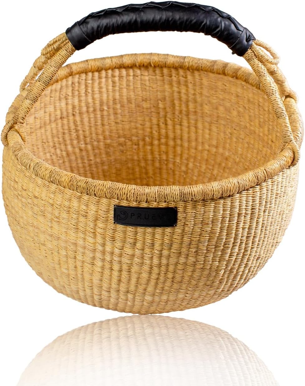 Fall Market Basket | Handwoven Bolga Natural Market Basket | Halloween Baskets | Reusable Grass Shopping Basket | Bolga Grass Fruit Basket (Tan), Large