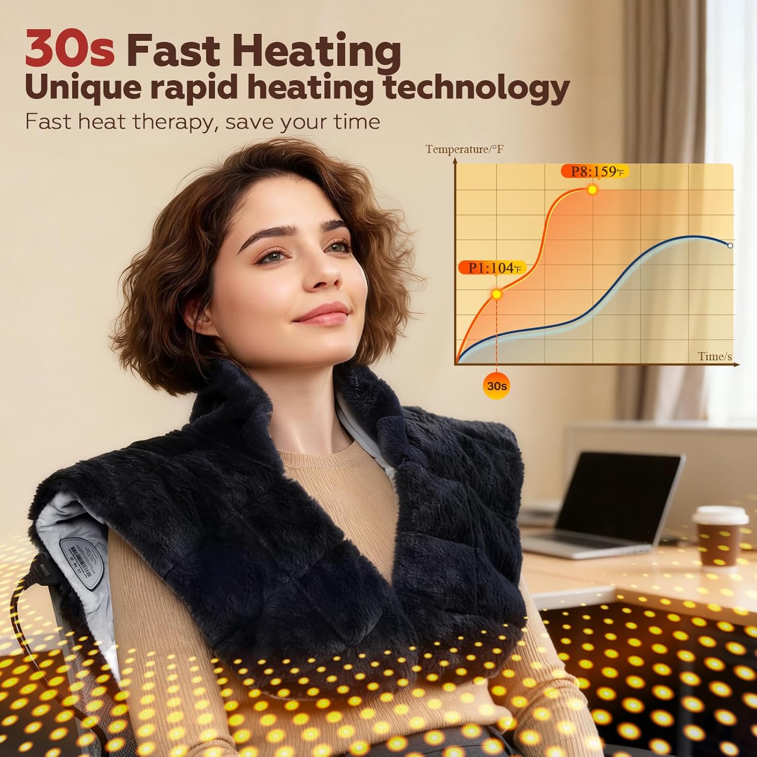 UTK Weighted Heating Pad for Neck and Shoulders and Back, 30s Fast Heat, 6X Deeper Pain Relief, Faux Rabbit Fur Fabric, 8 Heat Settings Max 159℉, 4H Auto Off, Memory Function, 24"x 20", Birthday Gifts