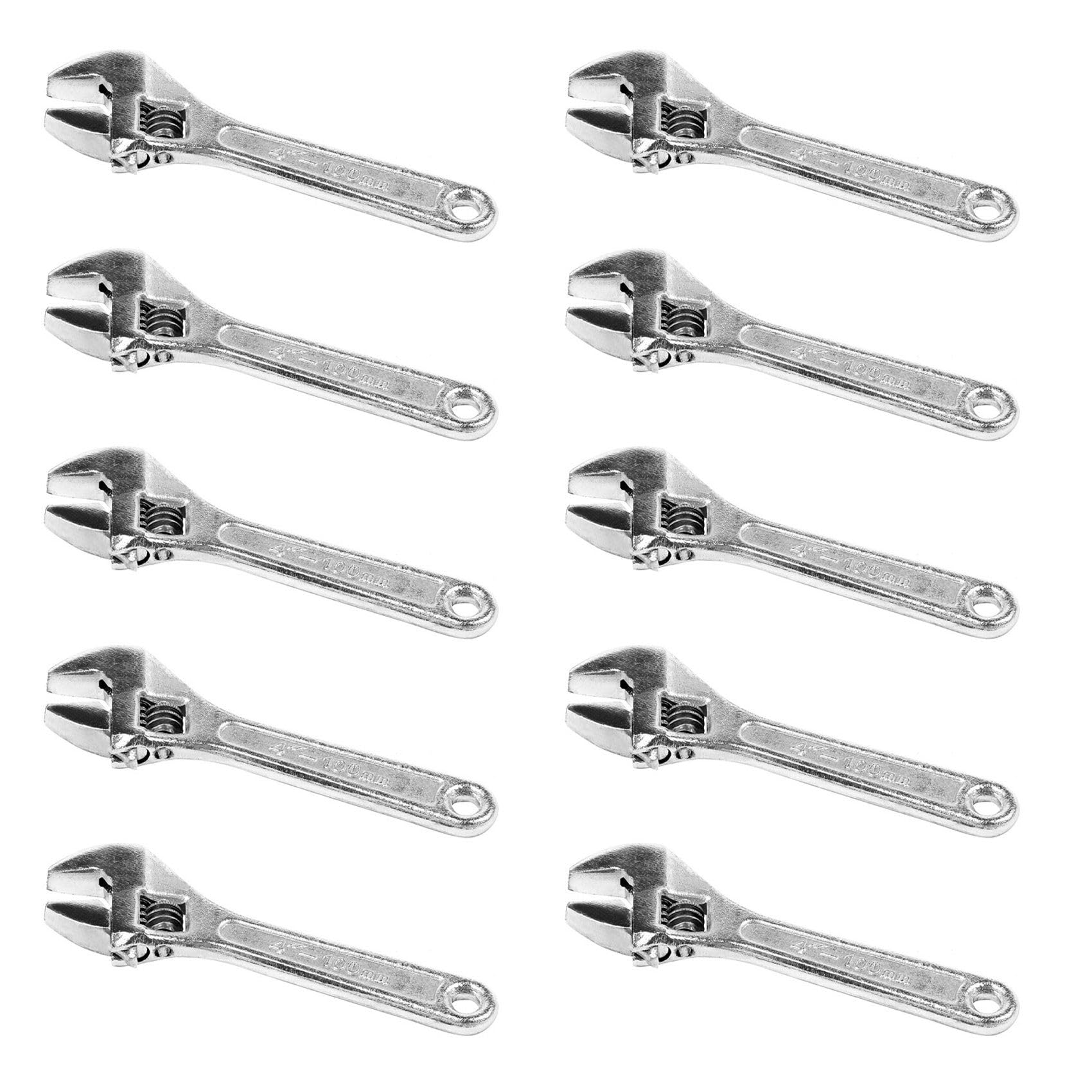 Jnchdghwa Silver 10Pcs 4 Inch 100Mm Mini Size Metal Adjustable Spanner Wrench