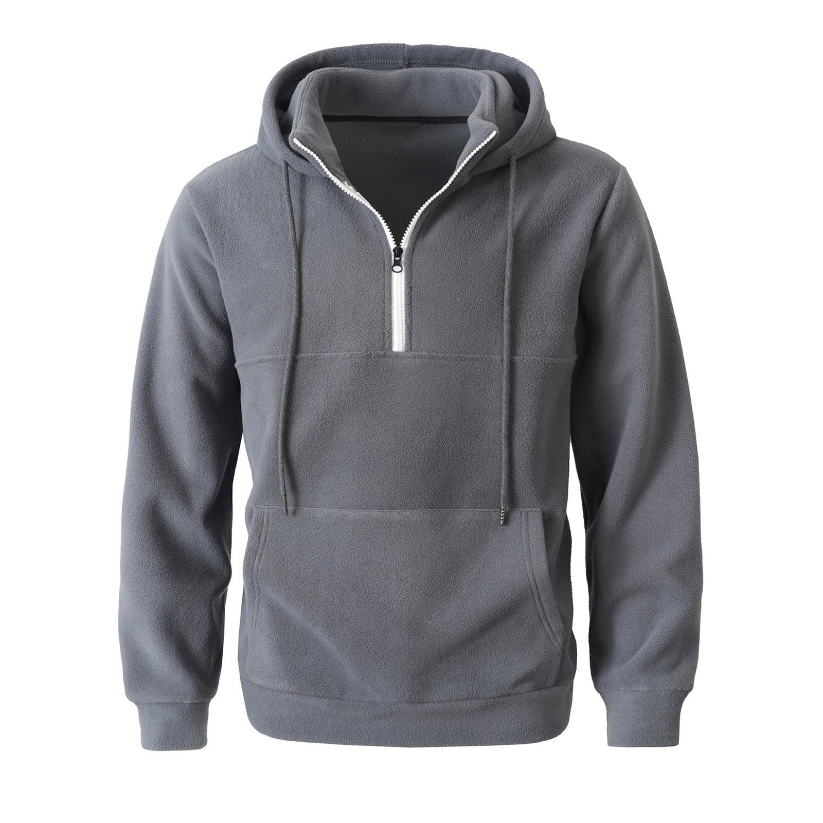 Ropa Anti UV Hombre Sudadera con Capucha Y Cremallera De Un para Hombre, Forro, Manga Larga, Estilo Oversize, Cálida, Bolsillo. Sudaderas Azul (Dark Gray, XXL) Caza Chaquetas Kit Pesca