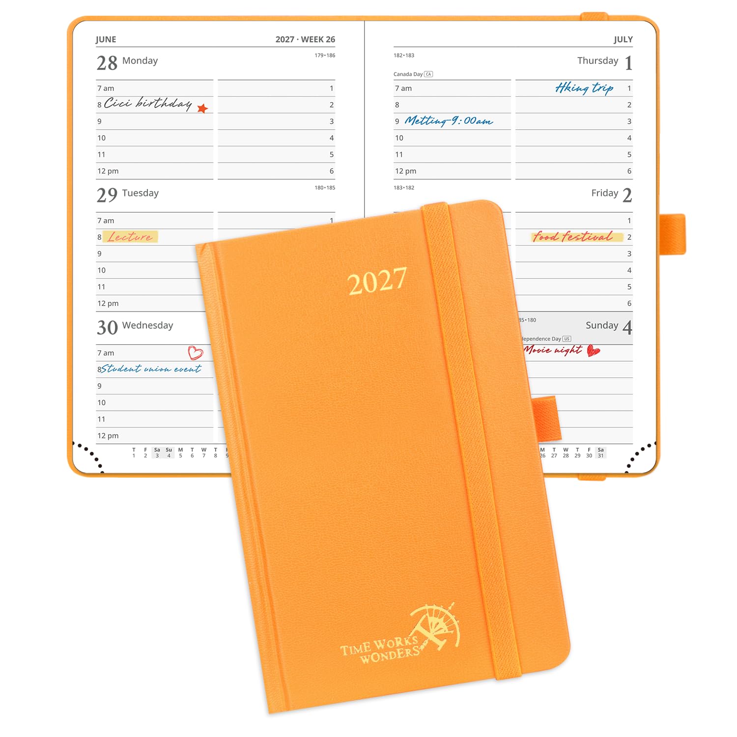 POPRUN Small Diary 2027 Pocket A6 Week to View โ Hardback, Inner Pocket โ image 1