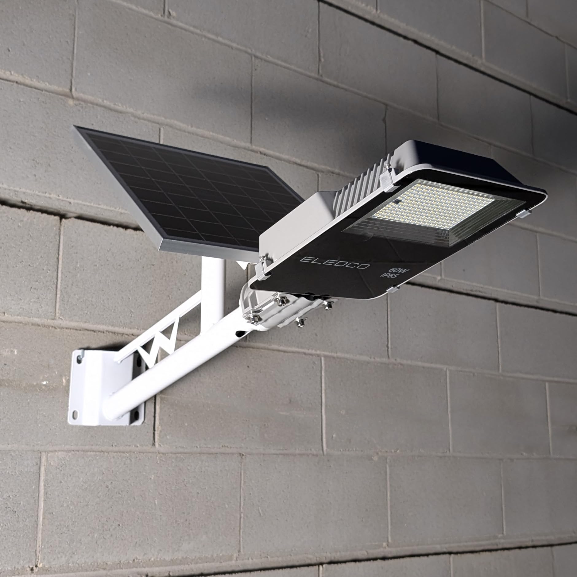 Farola Solar 60W, Foco LED Exterior, Panel Solar Orientable, Control Remoto, Sensor de Movimiento (60 Vatios, Luz Neutra 4000K)