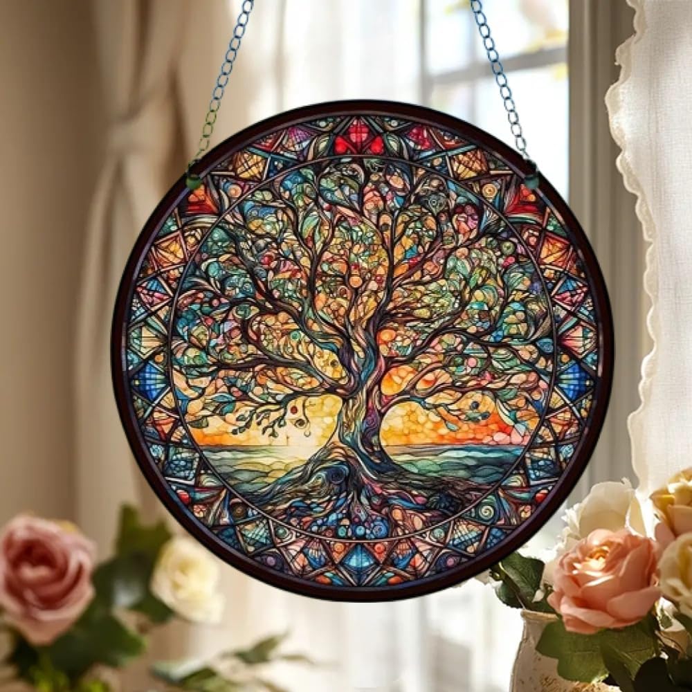 Tree-Stained Window Hanging Ornament, Elegant Suncatcher & Light Diffuser for Kitchen and Home Decor — view 2