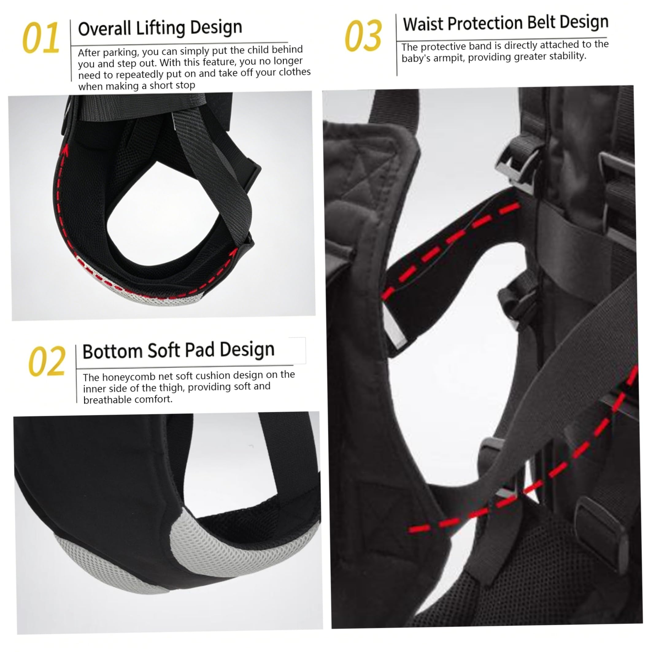 Imbracatura per per bambini, Imbracatura per per bambini, Gilet da viaggio più sicuro con design adatto al collo, Nero, 8, 66x12, 99x2, 36 pollici
