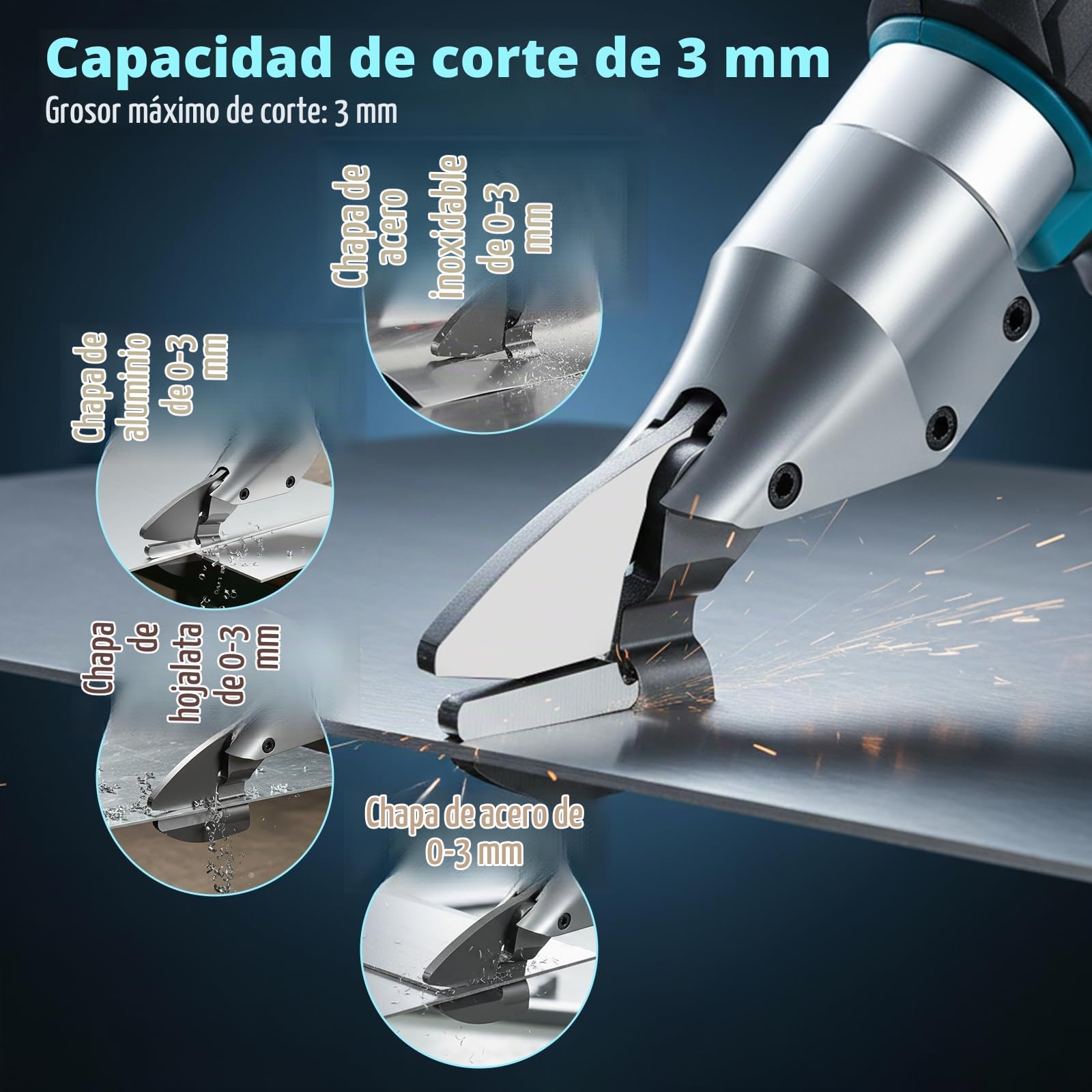 Tijeras de metal inalámbricas para 18 V, sin escobillas, tijeras eléctricas para cortar acero, tijeras eléctricas con batería, tijeras para chapa, alfombras, tela, cuero, papel (sin batería)