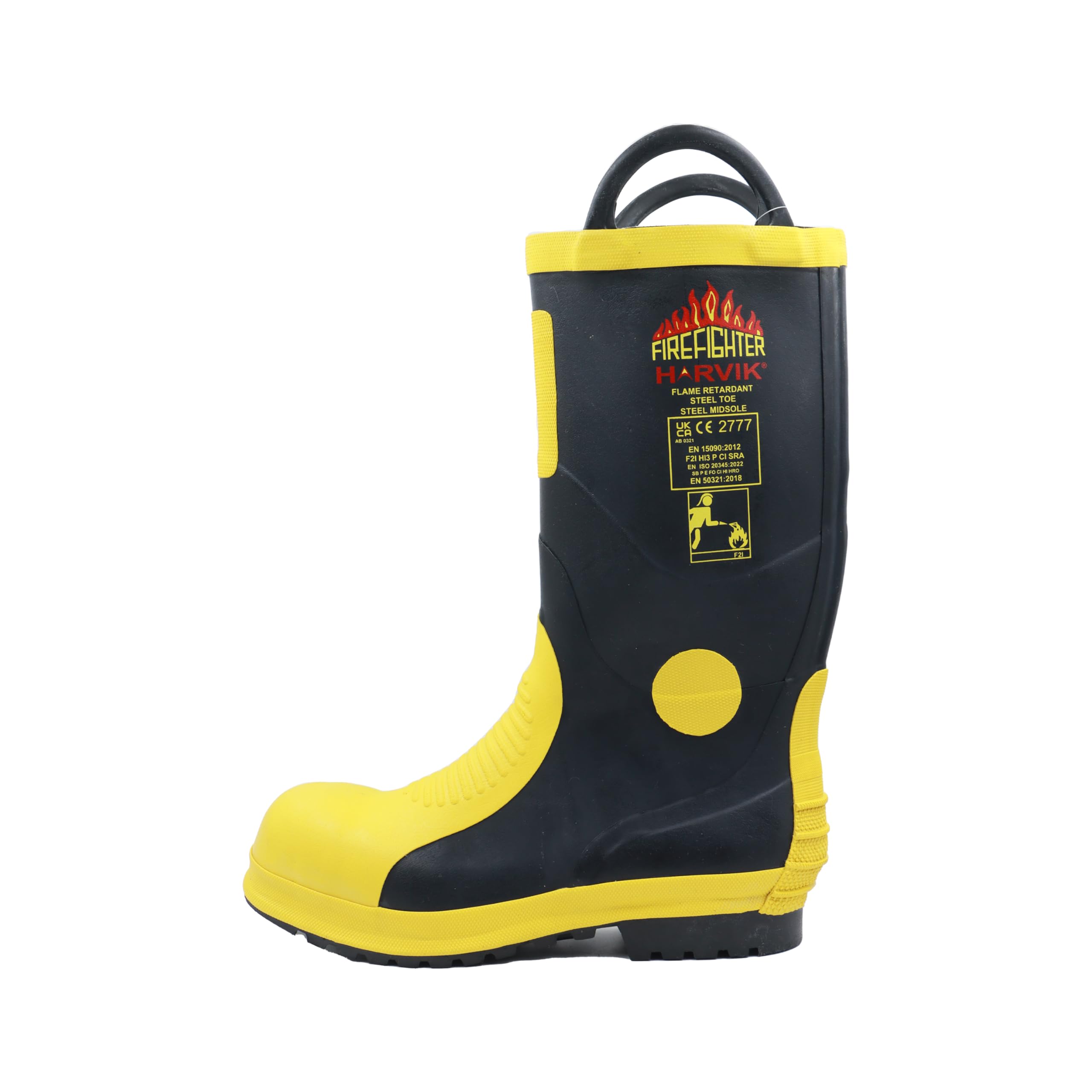 Harvik Fire Man Boot with steel toe & Mid sole as per EN 15090 : 2006 - CE marked - Black/Yellow