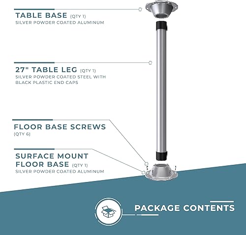 Miniatura 5 de Manufacturers' Select ITC SurFit - Sistema de patas de mesa para RV o barco, montaje en superficie, paquete de un paquete (plateado, 27 pulgadas)