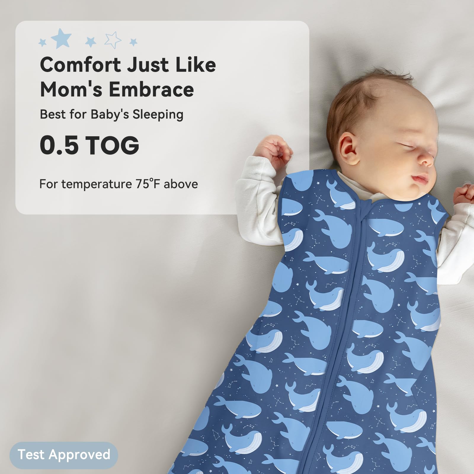 Unnivoll Baby Schlafsack 6-12 Monate 3er Pack 100% Baumwolle Leicht 0,5 Tog Baby Schlafsack mit 2-Wege-Reißverschluss für Neugeborene Hai Baby