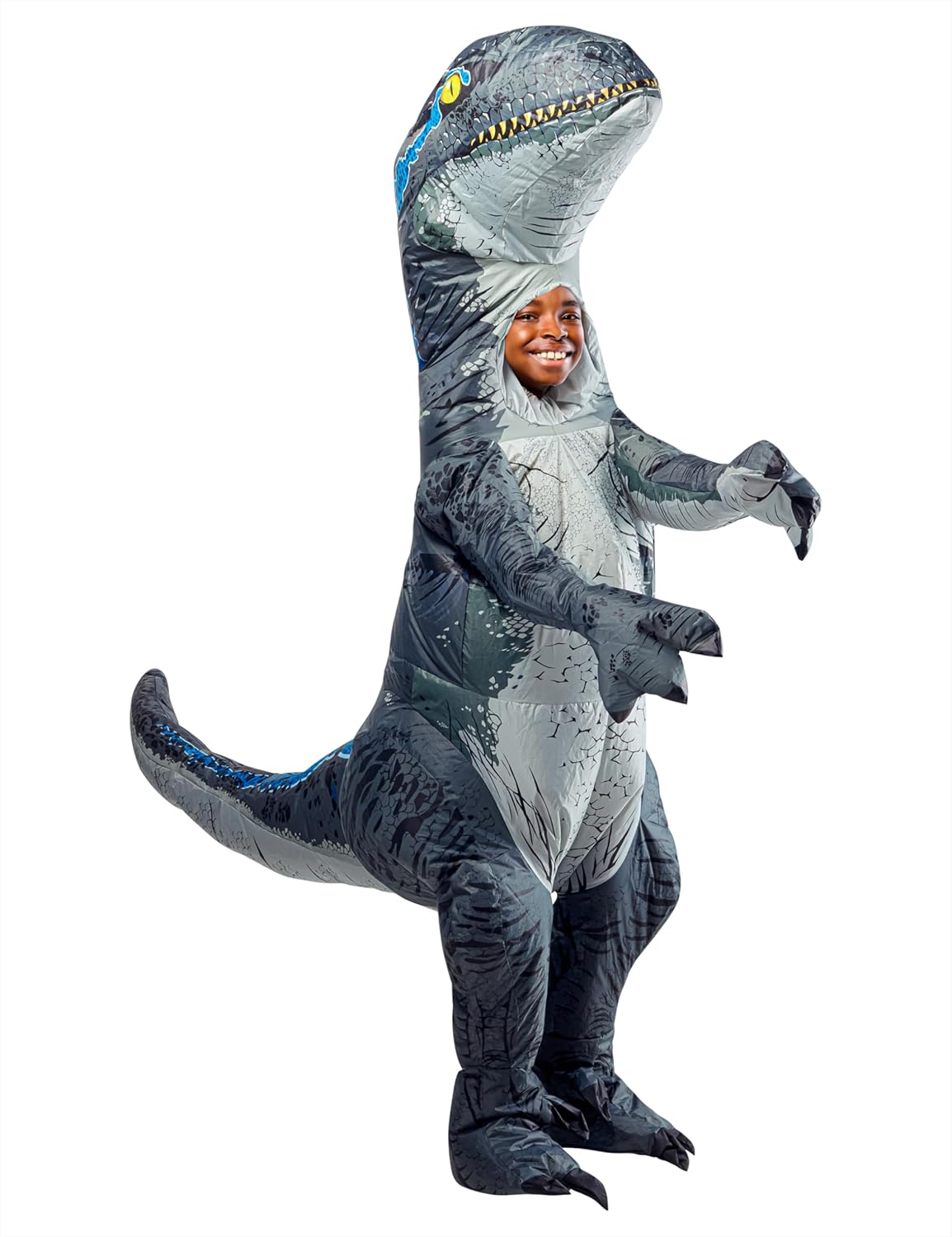 Rubies Jurassic World: Blue Velociraptor Inflatable Costume for Kids, Unisex One Size