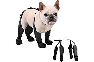 BECEMURU Suspender Dog Boots Leggings with Anti-Slip Rugged Rubber Sole