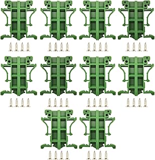 10 sets 35mm PCB DIN C45 Rail Adapter Circuit Board Mounting Bracket Stand Carrier Din Rail Mount Pcb Holder for Electronic Switching Devices (Green, 35mm) (10Sets)