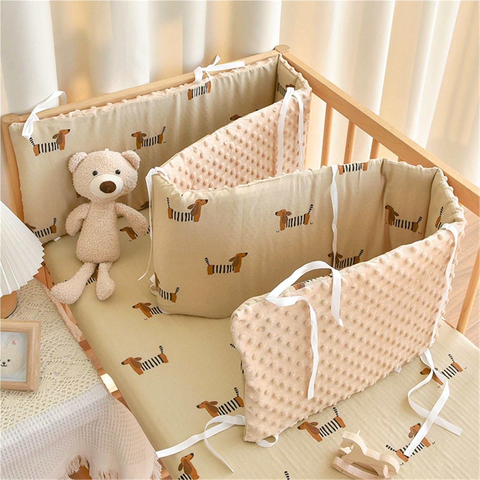 Sohodoo Cot & Crib Protection - Breathable Mesh Liner, Soft Padded Rail Covers & Headboard Protector | 360° Bed Side Guarding(A,80-28cm)
