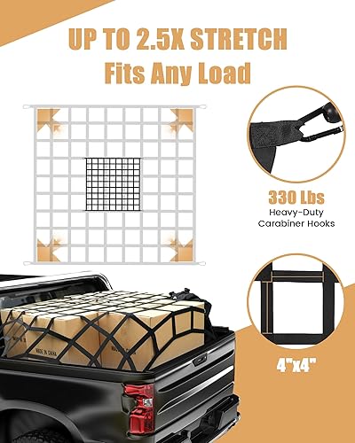 Miniatura 39 de Cuerdas elásticas, 24 pulgadas, para exteriores, resistencia máxima a la rotura de 190 libras, negras, con mosquetones, para portaequipajes, carga