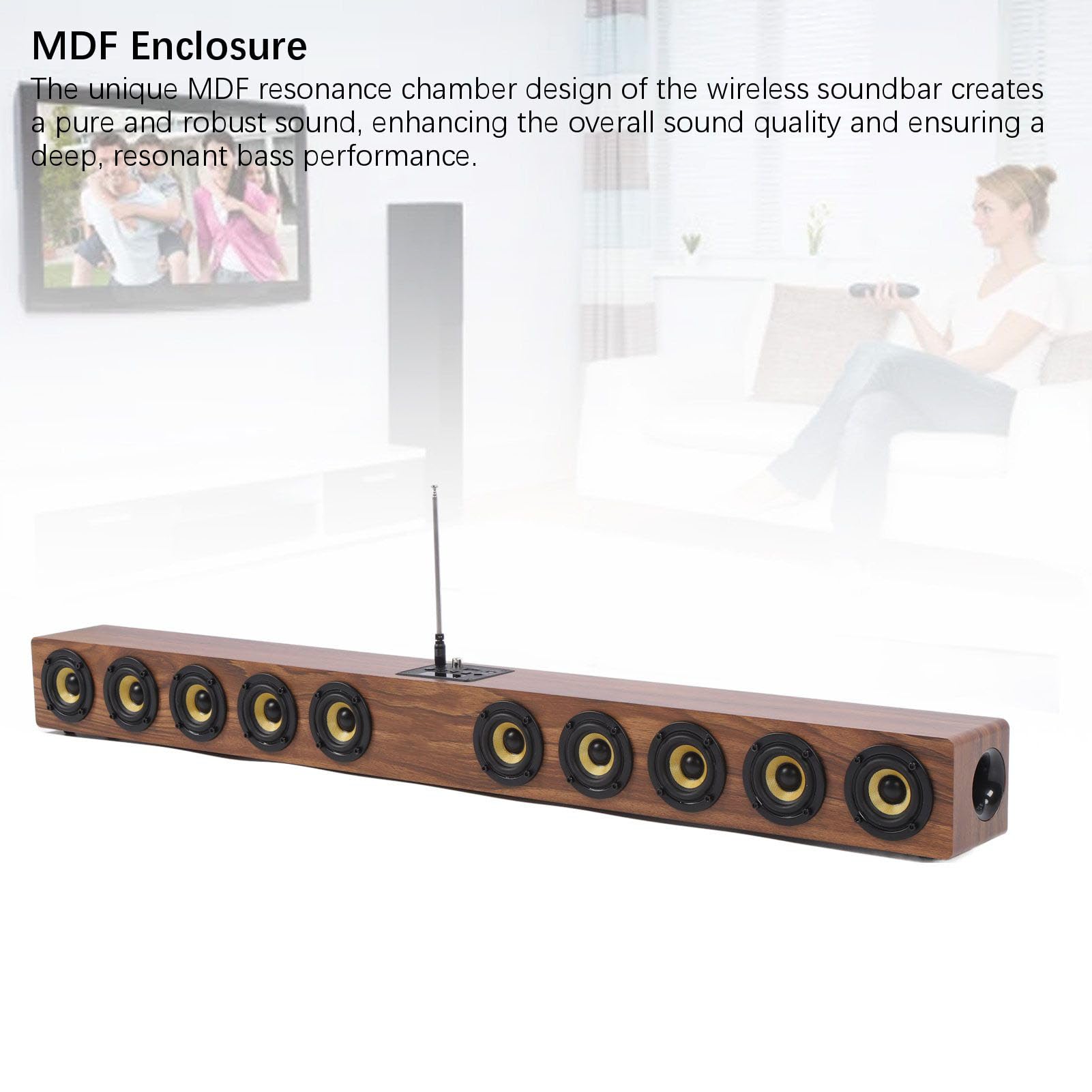 Asixxsix sans Fil Soundbar Haut-Parleur, 50W Gamme Complète MDF Chambre de Résonance avec Basses Puissantes et 5.3, pour PC Ordinateur Portable Gaming