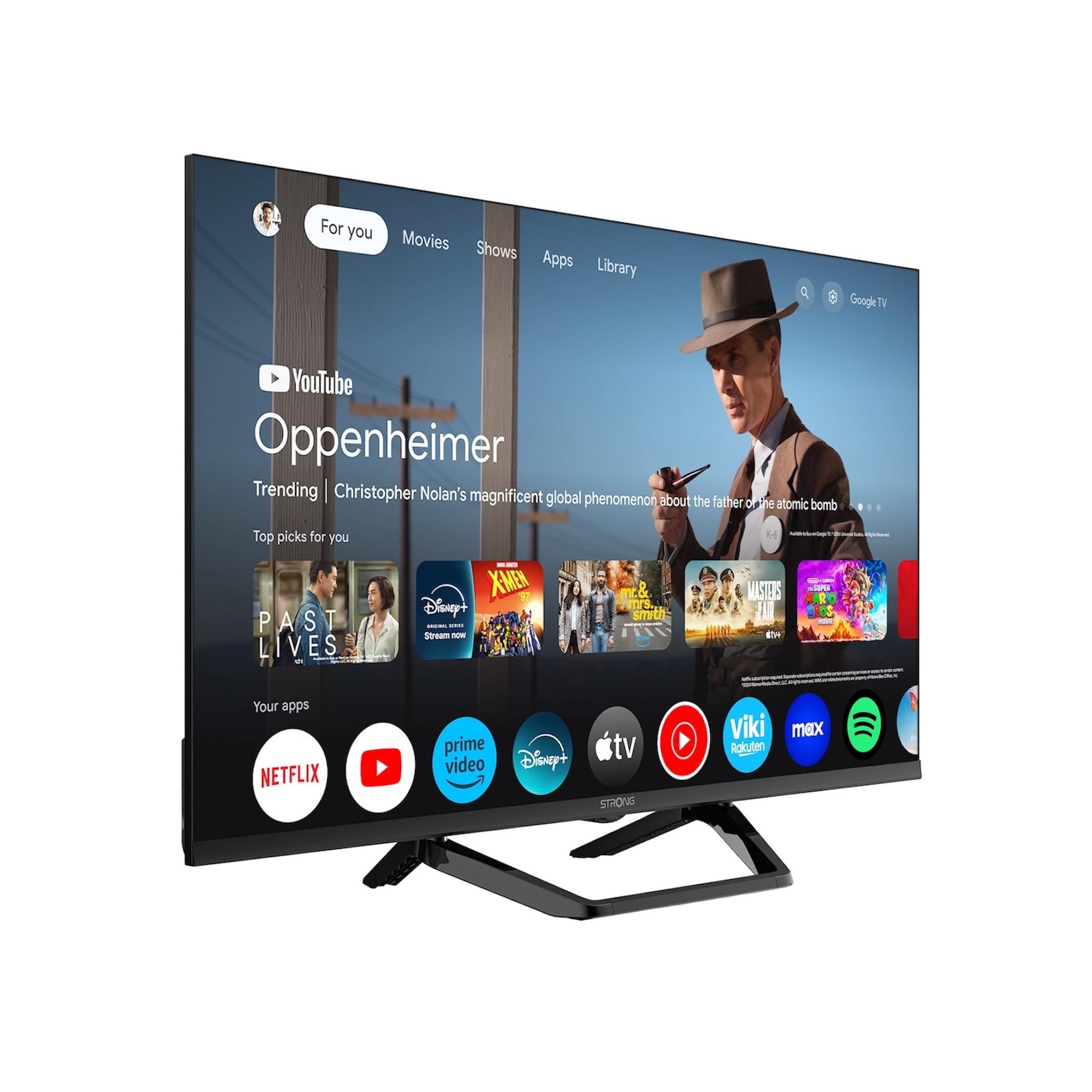 schermo hd smart tv google black triple tuner streaming