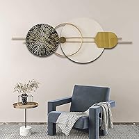 Vista 2 de Arte de pared redondo 3D de metal, hecho a mano, escultura de pared decorativa de naturaleza redonda de metal para sala de estar, dormitorio