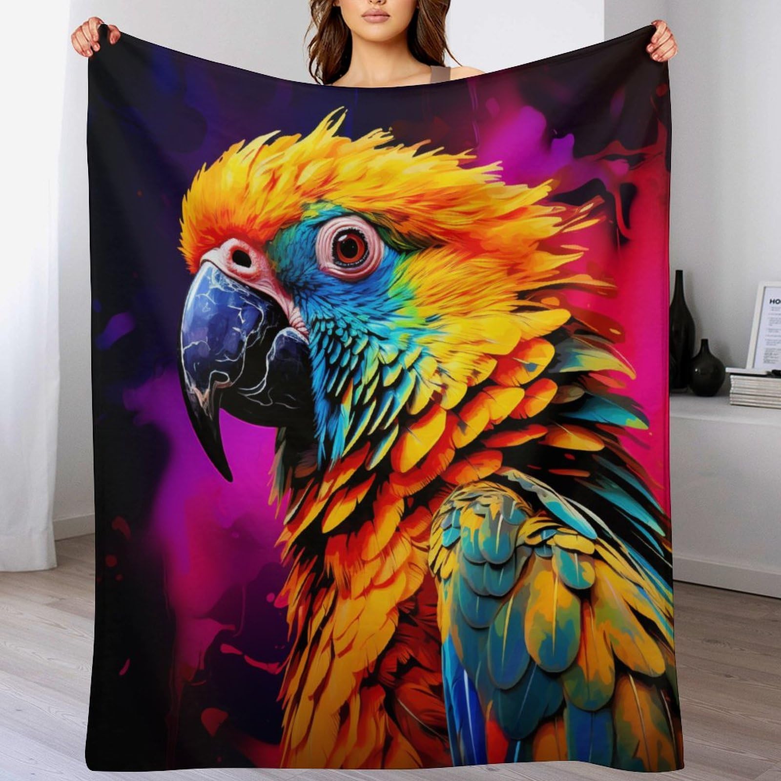 Parrot Blanket for Kids Boys Girls Print Blankets Bedroom Decor And Throws Super Soft Comfortable Flannel Blankets 3D Printed Blanket,Plush Blankets（180×200cm）