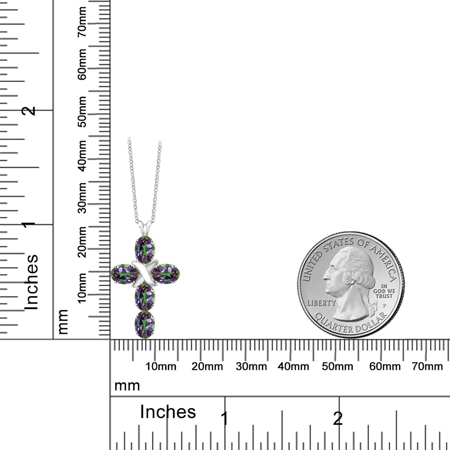 Gem Stone King Cross Pendant Necklace for Women | 925 Sterling Silver | 6X4MM Gemstone Birthstone | Jesus Christian Religious Crucifix Jewelry Gifts | 18 Inch Chain - Image 3