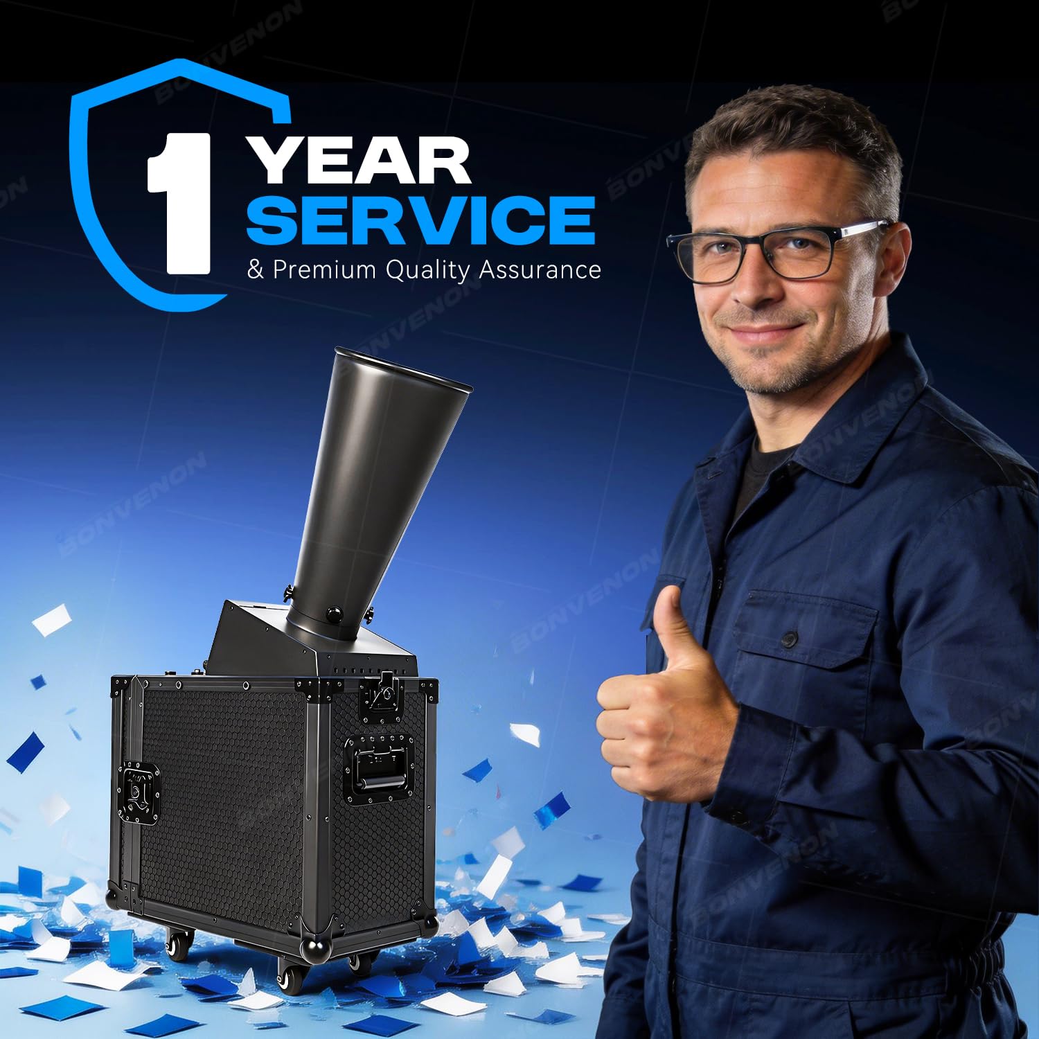 Co2 Konfetti Kanone Maschine Manuelle Steuerung mit Flugkoffer Hochzeit Konfetti Kanone für Disco Nachtclub Bühnenparty (Mini) (Griffsteuerung)