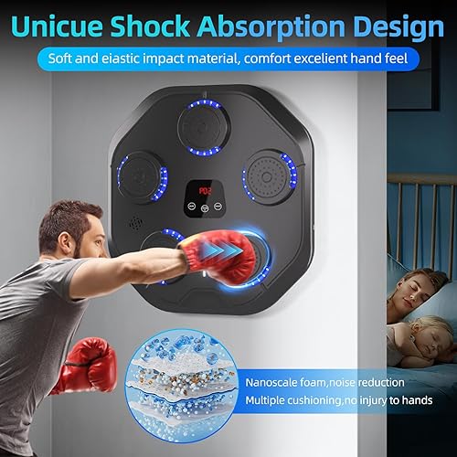 Miniatura 2 de Máquina de boxeo musical con guantes de boxeo Bluetooth montada en la pared, ejercicio de boxeo adecuado para adultos y niños, hogar, oficina y uso