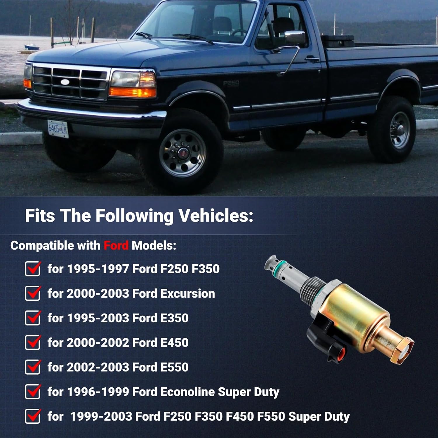 IPR Valve Fuel Injector Pressure Regulator with ICP Sensor for 7.3 Powerstroke Ford F250 F350 F450 F550 F650 F750 E350 E450 E550 F59 Replace F81Z9C968AB F81Z9C968AA 1841086C91 1841217C91
