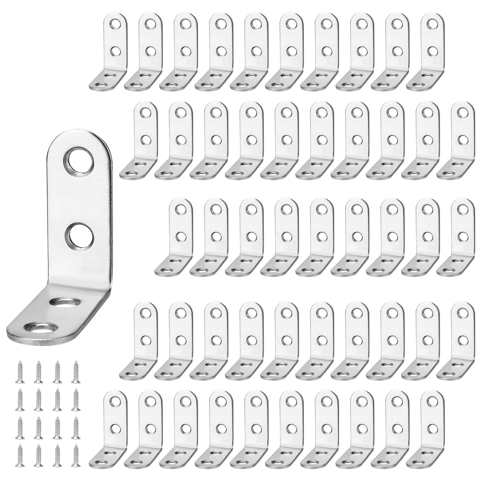 LEXININ 50 PCS 40 x 40 x 16mm Corner Bracket, Right Angle Bracket with Screw, L Shape Fixing Brace for Wooden Chair Table Window
