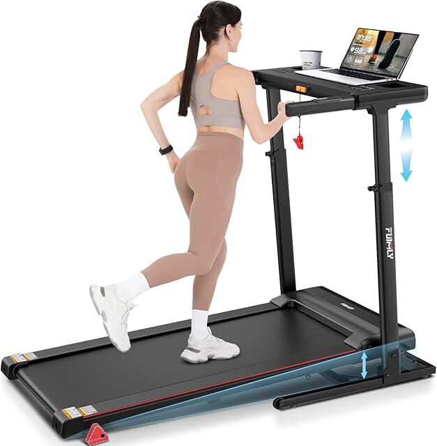 Treadmill with Desk Workstation & Adjustable Height, 450 lbs Weight Capa...