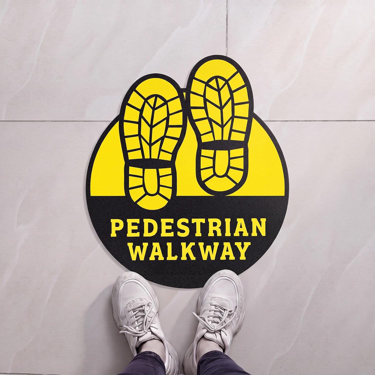 10 Pack Pedestrian Walkway Floor Sticker Sign, 9 x 10.5 Inches image 2