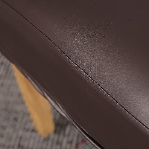 Miniatura 5 de Mengsite Fundas para sillas de comedor, fundas elásticas sin brazos, extraíbles e impermeables de piel sintética (juego de 6, chocolate)