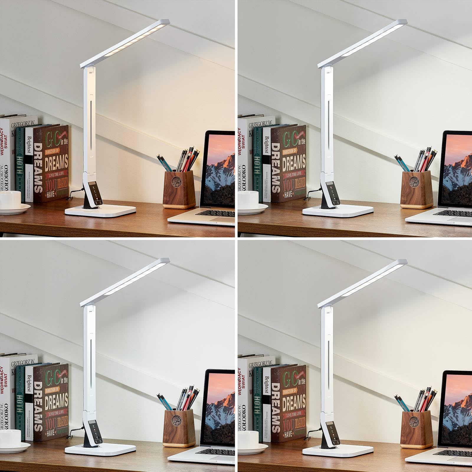 LED Lámpara de mesa 'Eleni'con dimmer táctil (Moderno) en Blanco hecho de Plástico (1 llama,) de Lindby | lámpara de mesa LED