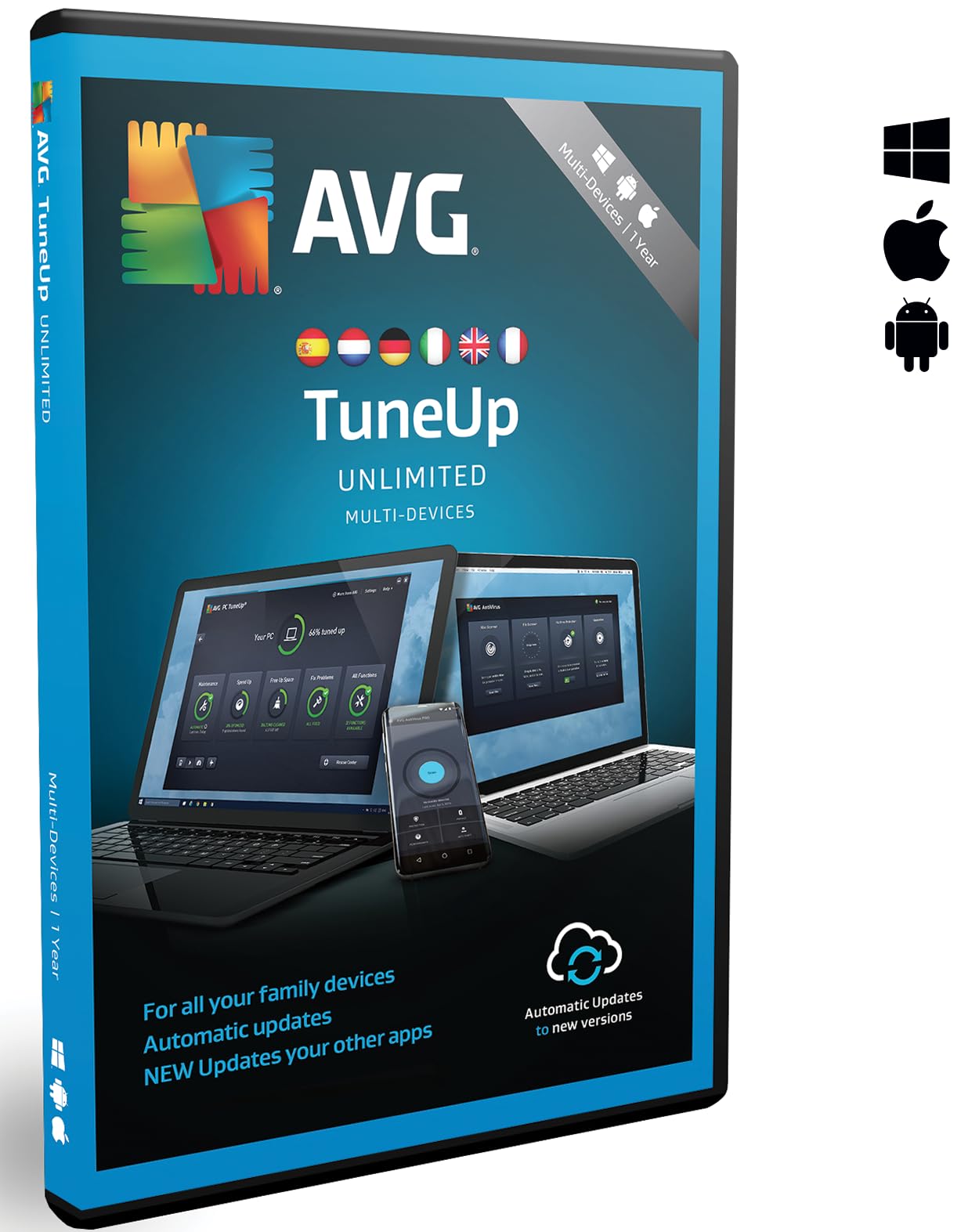 AVG TuneUp Unlimited 2026 | Für 10 Geräte | 1 Jahr | Junk-Dateien entfernen und das System beschleunigen | - für Windows, macOS, iOS und Android