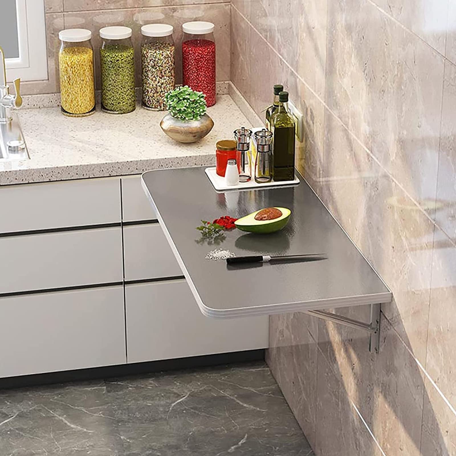 Table à manger murale pliante JATIBOSH en acier inoxydable pour cuisine